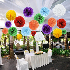 14pcs DIY Paper Flower Ball Pom Pom Charm Decoration