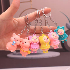 Raincoat Pig Key Pendant PVC Key Chain Piglet Keychain