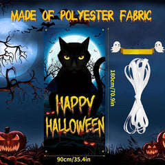 Halloween Scary Cat Door Cover - Perfect Trick or Treat Decoration