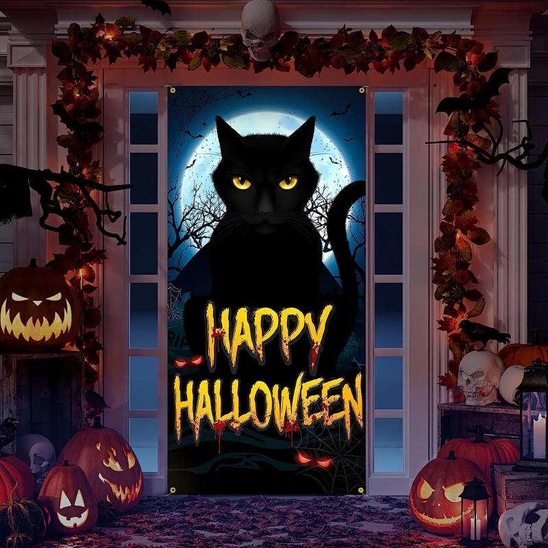 Halloween Scary Cat Door Cover - Perfect Trick or Treat Decoration