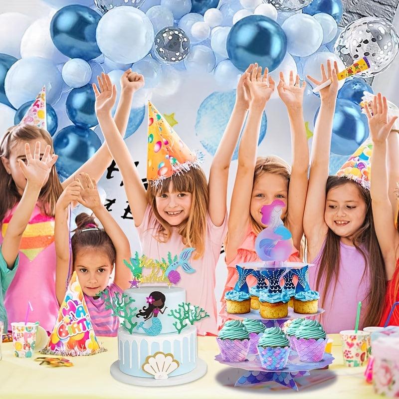 3 Tier Mermaid Cupcake Stand Holder Under the Sea Theme Party Supplies