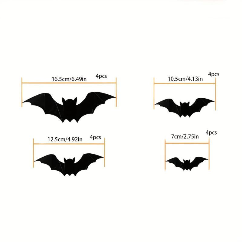 16pcs Halloween Bat Wall Stickers Window Decor