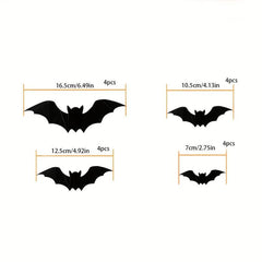 16pcs Halloween Bat Wall Stickers Window Decor