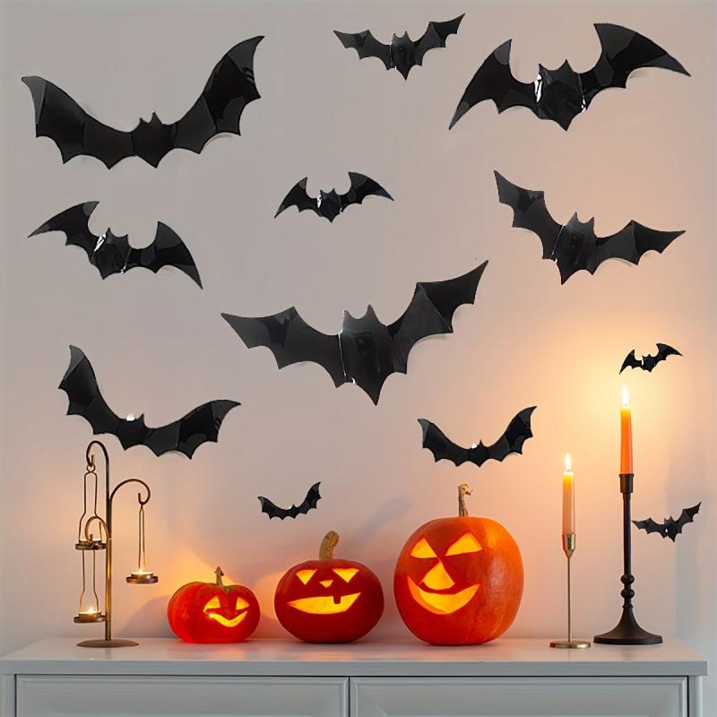 16pcs Halloween Bat Wall Stickers Window Decor
