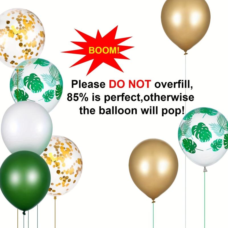 50pcs Jungle Safari Balloons Green Latex Palm Leaves Confetti Hawaiian Summer