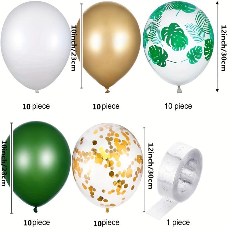 50pcs Jungle Safari Balloons Green Latex Palm Leaves Confetti Hawaiian Summer