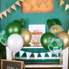 50pcs Jungle Safari Balloons Green Latex Palm Leaves Confetti Hawaiian Summer