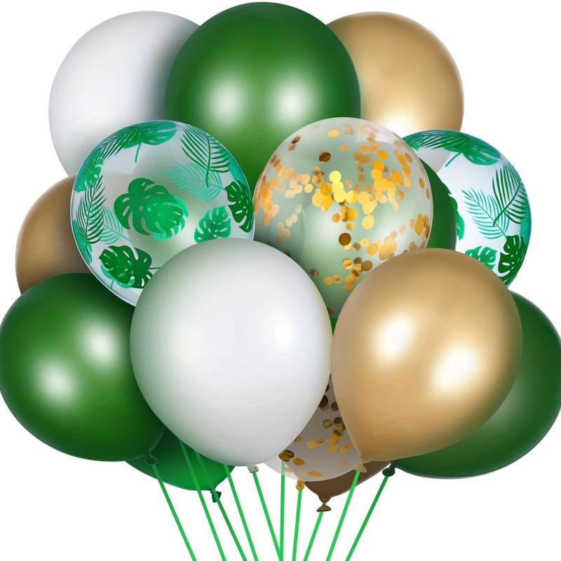 50pcs Jungle Safari Balloons Green Latex Palm Leaves Confetti Hawaiian Summer
