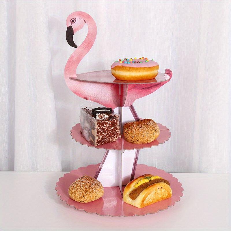 Flamingo Layered Cake Tray Hawaiian Style Cake Stand