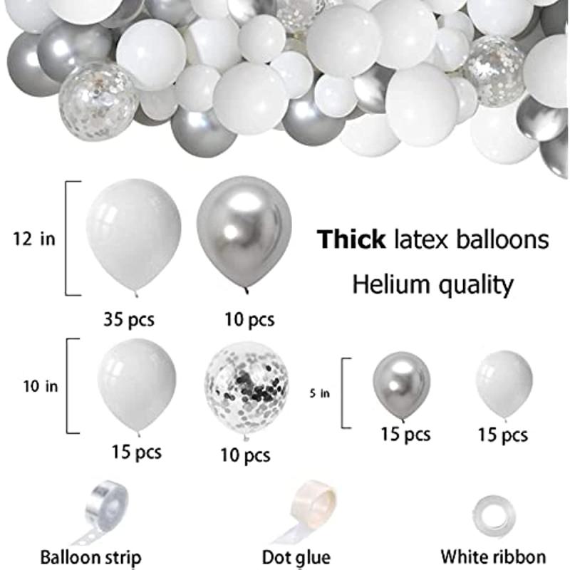 103pcs Silver Balloon Garland Arch Kit - Winter Wonderland Decor Set