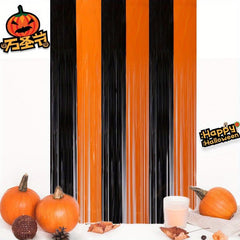 1pc Spooky Halloween Rain Silk Curtain for Door and Party Decorations