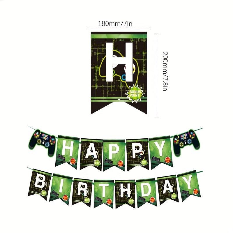 Gamepad Theme Birthday Party Balloon Set & Banner Boys Girls Gamer Party Decorat