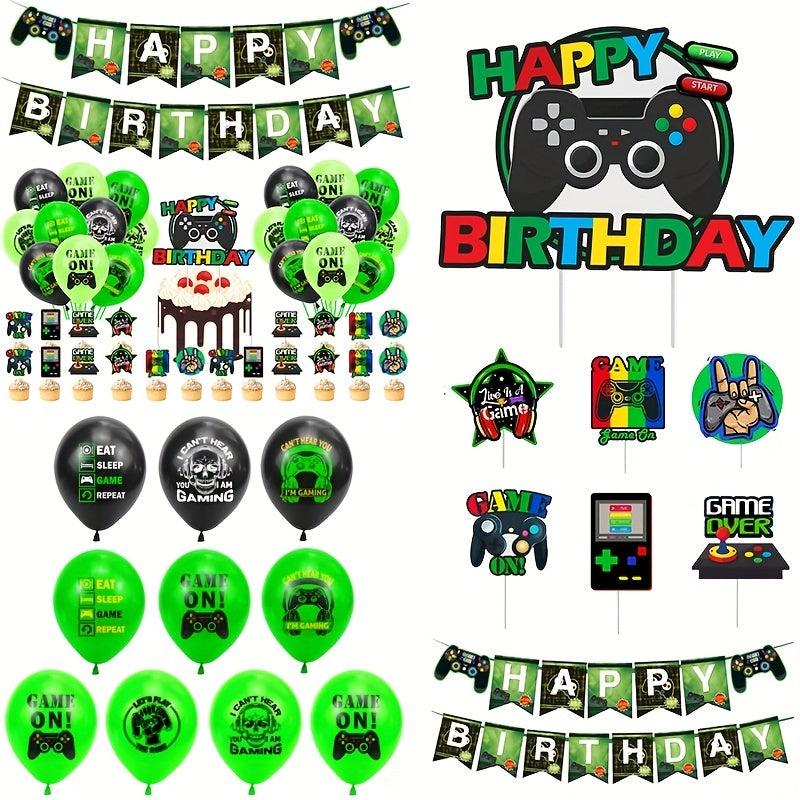 Gamepad Theme Birthday Party Balloon Set & Banner Boys Girls Gamer Party Decorat
