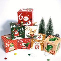 24pcs Christmas Advent Calendar Boxes with Candy in Cardboard Gift Boxes