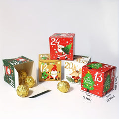 24pcs Christmas Advent Calendar Boxes with Candy in Cardboard Gift Boxes