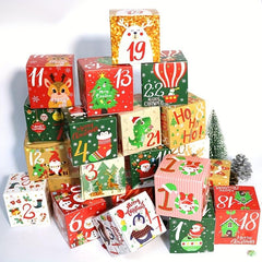 24pcs Christmas Advent Calendar Boxes with Candy in Cardboard Gift Boxes