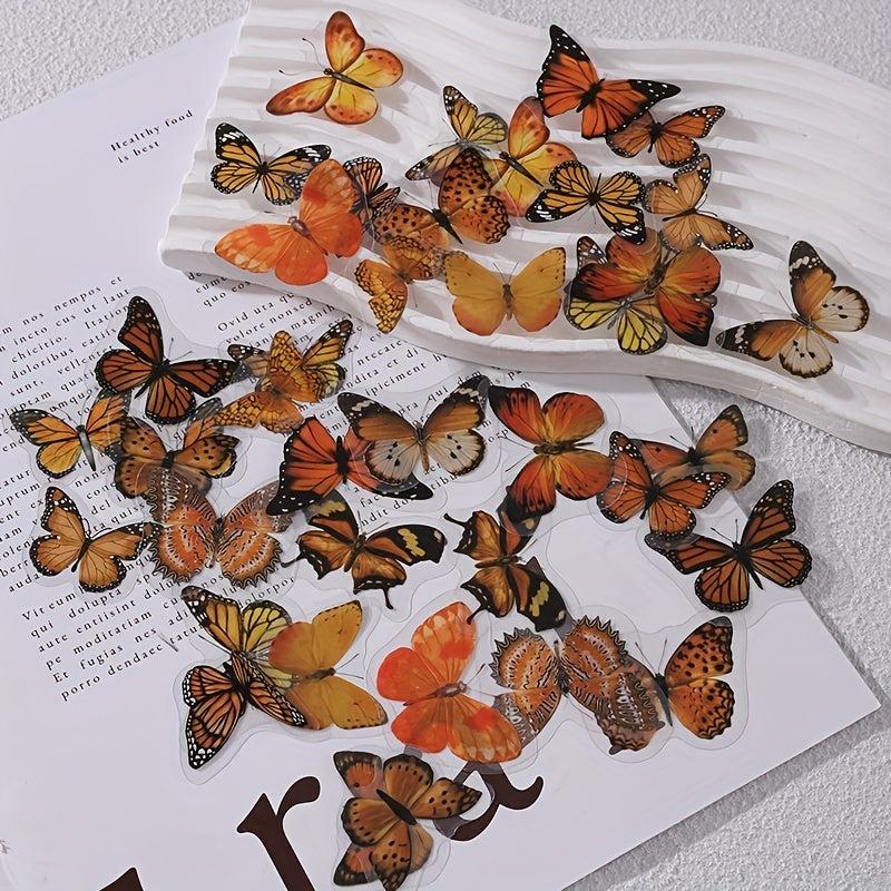 40 Sheets Retro Butterfly Hand Account DIY PET Sticker Pack