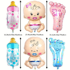 6pcs Gender Reveal Party Balloons - Foil Balloons with Pacifier