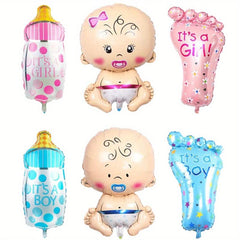 6pcs Gender Reveal Party Balloons - Foil Balloons with Pacifier