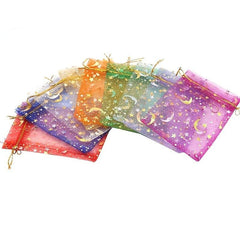 15pcs Moon Star Drawstring Organza Bag Jewelry Gift Bag Pouch Favor Candy Bag