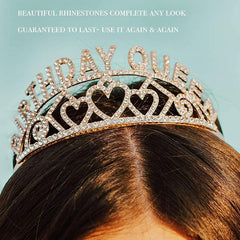 Glitter Sash & Crystal Crown Set for Girls - Birthday & Anniversary Parties