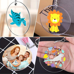 10pcs Clear Acrylic Keychain Blanks Round Disc Ornament DIY Keychains