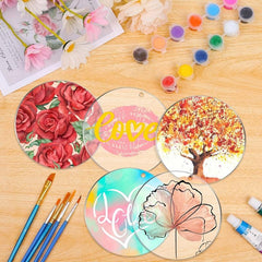 10pcs Clear Acrylic Keychain Blanks Round Disc Ornament DIY Keychains