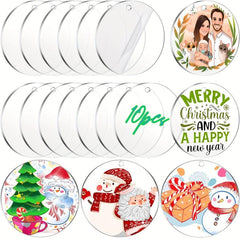 10pcs Clear Acrylic Keychain Blanks Round Disc Ornament DIY Keychains