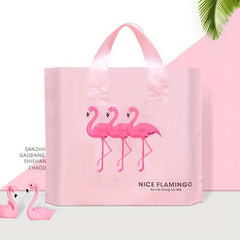 5pcs Flamingo Pattern Plastic Tote Bags for Parties & Summer Fun