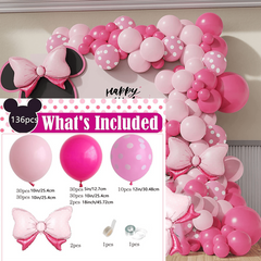 Pink Birthday Balloon Decoration Set Polka Dot Latex Arch Prop Photo
