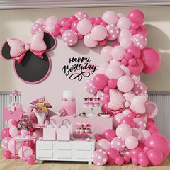 Pink Birthday Balloon Decoration Set Polka Dot Latex Arch Prop Photo