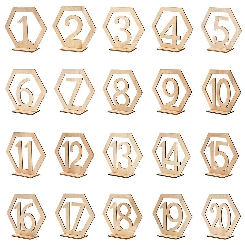 10pc Wooden Number Cards Hexagon Place Cards Memo Holders