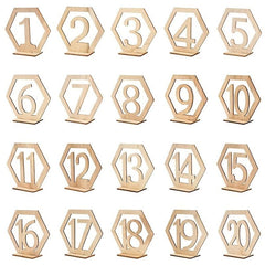 10pc Wooden Number Cards Hexagon Place Cards Memo Holders