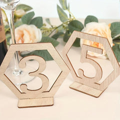 10pc Wooden Number Cards Hexagon Place Cards Memo Holders