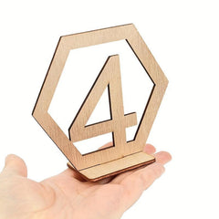 10pc Wooden Number Cards Hexagon Place Cards Memo Holders