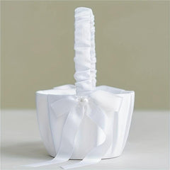 Flower Girl Basket Pearl Bow Wedding Party Supplies