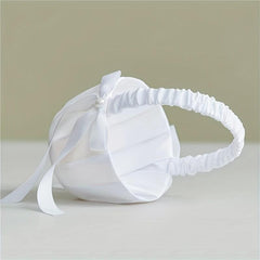 Flower Girl Basket Pearl Bow Wedding Party Supplies