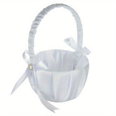 Flower Girl Basket Pearl Bow Wedding Party Supplies