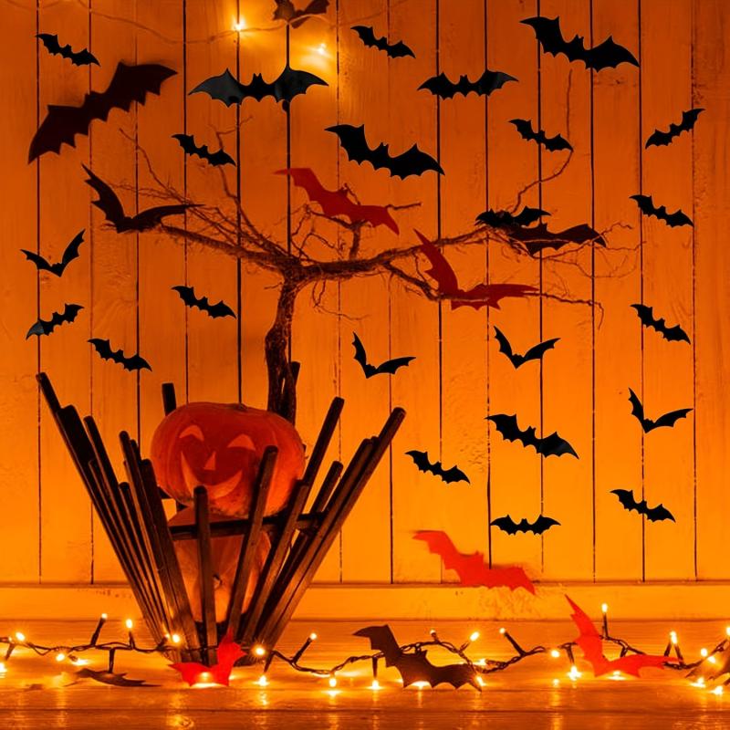 60pcs 3D PVC Bat Halloween Decoration Scary Decor Props For Bar Room Wall