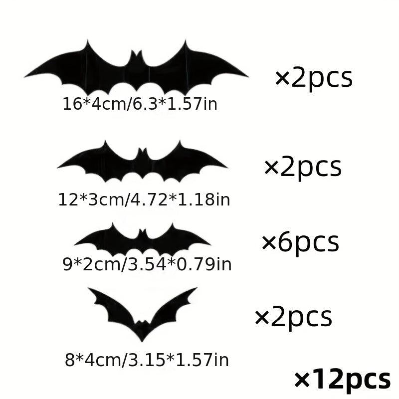 60pcs 3D PVC Bat Halloween Decoration Scary Decor Props For Bar Room Wall