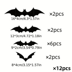60pcs 3D PVC Bat Halloween Decoration Scary Decor Props For Bar Room Wall