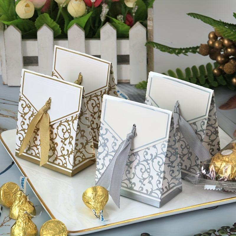 10pcs European Pattern Ribbon Gift Bag for Weddings Birthdays and Parties