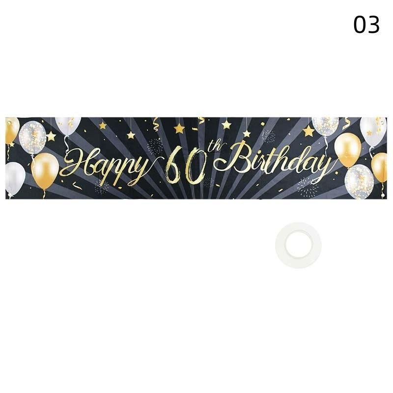 Golden Birthday Backdrop Happy Birthday Banner For Adult Party