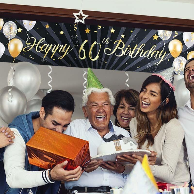 Golden Birthday Backdrop Happy Birthday Banner For Adult Party