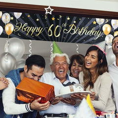 Golden Birthday Backdrop Happy Birthday Banner For Adult Party