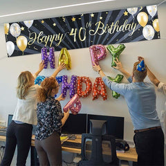 Golden Birthday Backdrop Happy Birthday Banner For Adult Party