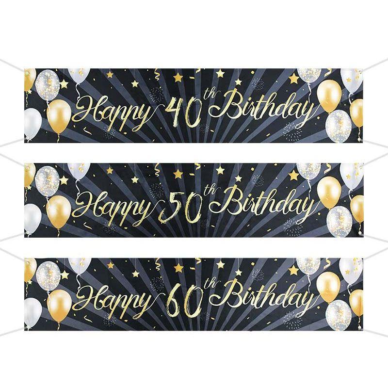 Golden Birthday Backdrop Happy Birthday Banner For Adult Party