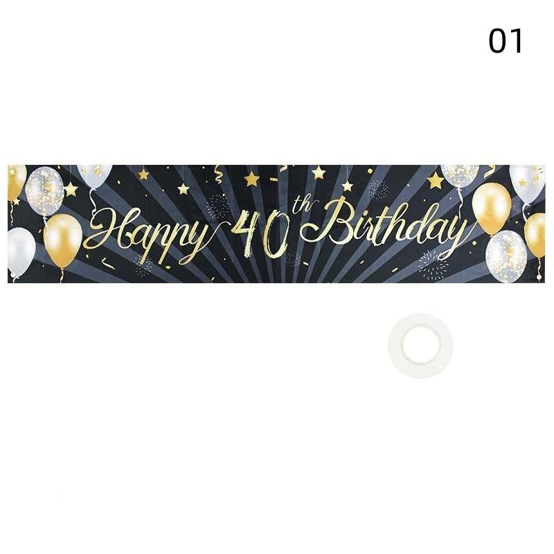 Golden Birthday Backdrop Happy Birthday Banner For Adult Party