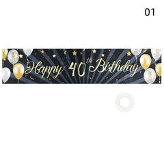 Golden Birthday Backdrop Happy Birthday Banner For Adult Party