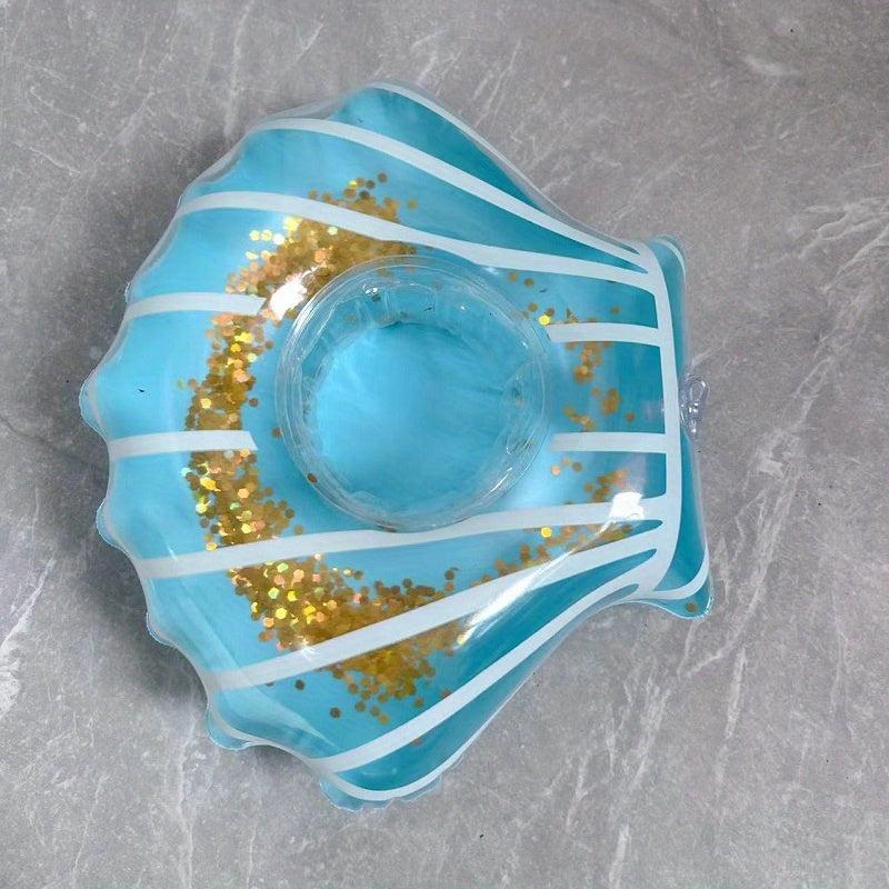 Summer Pool Float Cup Holder with Clouds Flamingo Sequin Shell Umbrella Cup Tray